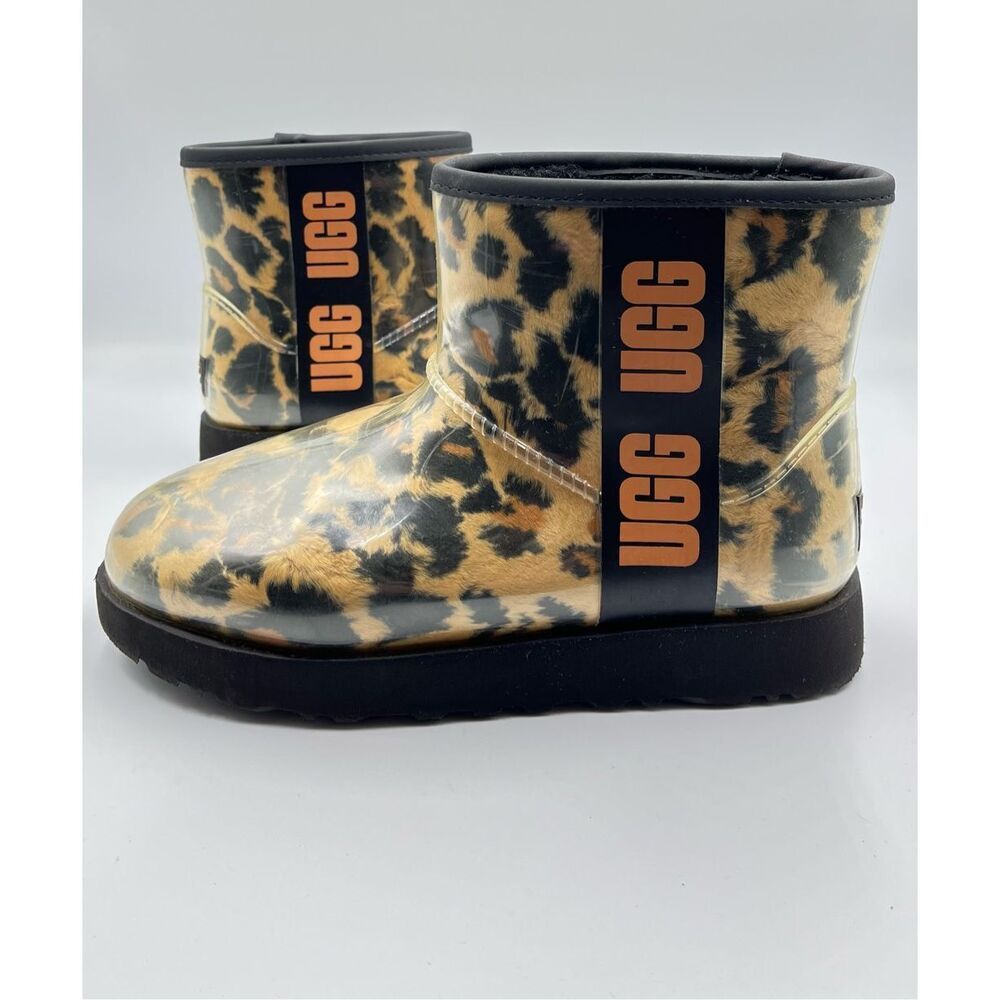 UGG Classic Clear Mini Leopard Waterproof Boots Women’s Size 6 Fur Lined Bootie